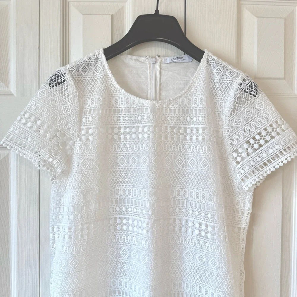 MANGO Elegant White Lace Dress - Picture 2 of 15